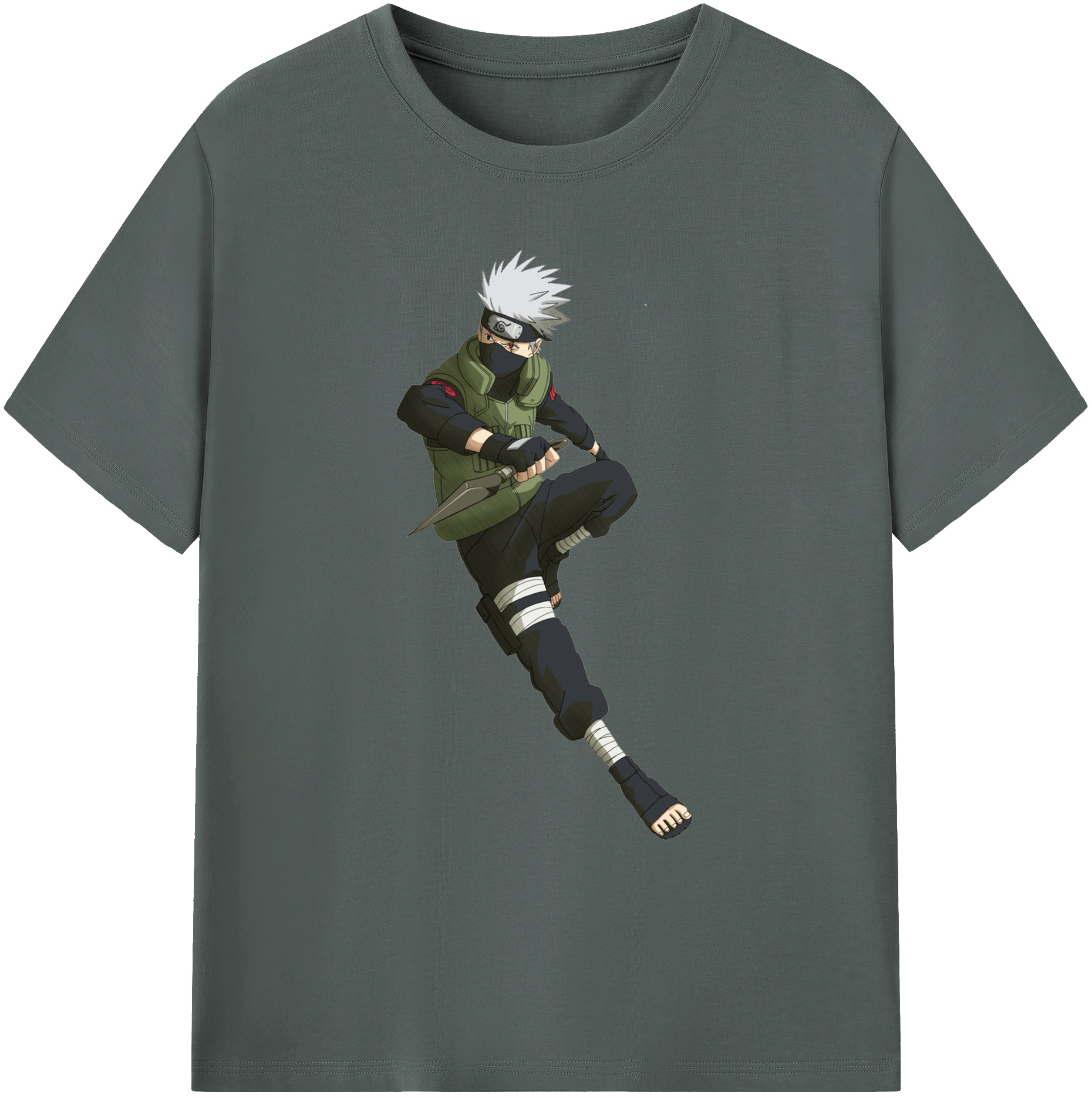 （画像用） NARUTO -ナルト- はたけ カカシ Hatake Kakashi 綿100％ メンズ半袖Tシャツ｜肌触りやわらか＆通気性